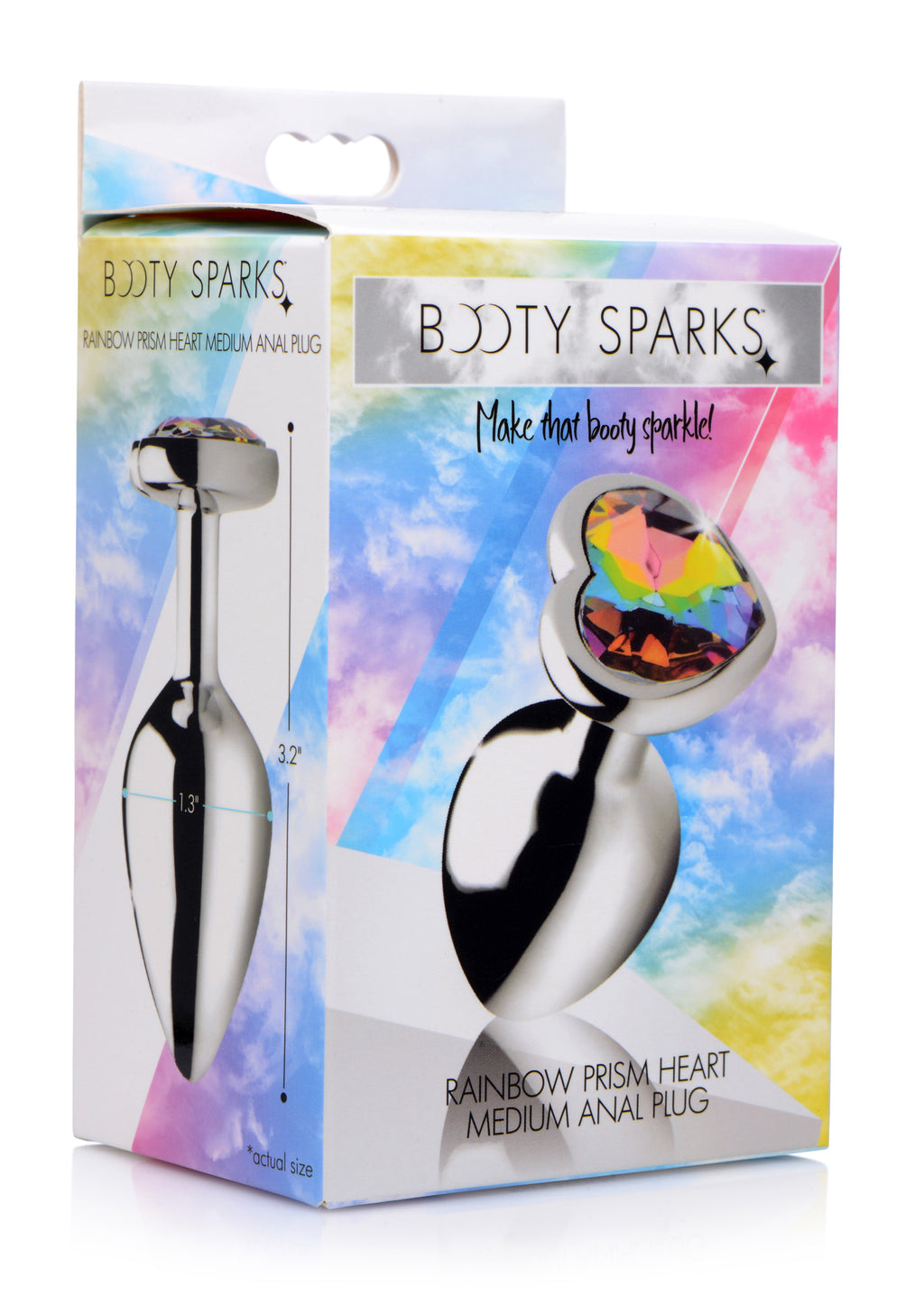 Rainbow Prism Heart Anal Plug - Medium by XR Brands from LoveMart Co.