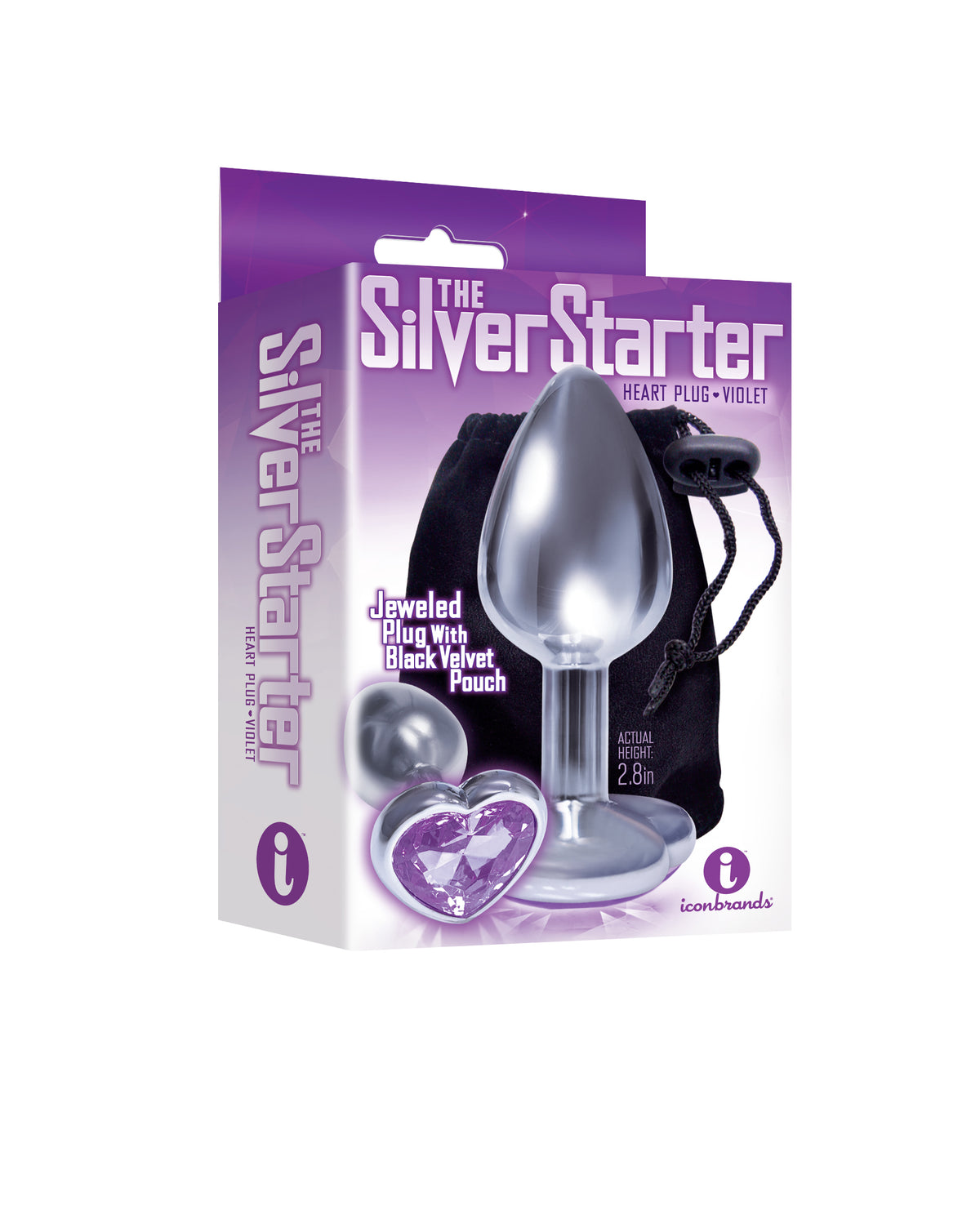 The 9's the Starter Heart Bejeweled Stainless Steel Plug - Violet by Icon Brands from LoveMart Co.