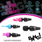 Bang - 10x Mini Wand With 3 Attachments by XR Brands from LoveMart Co.