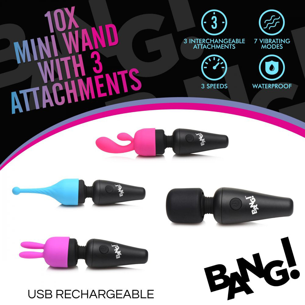 Bang - 10x Mini Wand With 3 Attachments by XR Brands from LoveMart Co.