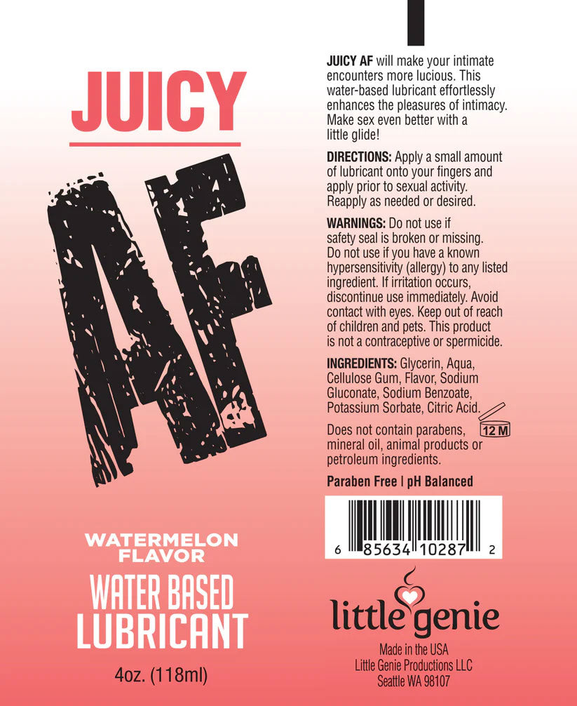 Juicy Af - Watermelon Water Based Flavored Lubricant - 4 Oz by Little Genie from LoveMart Co.