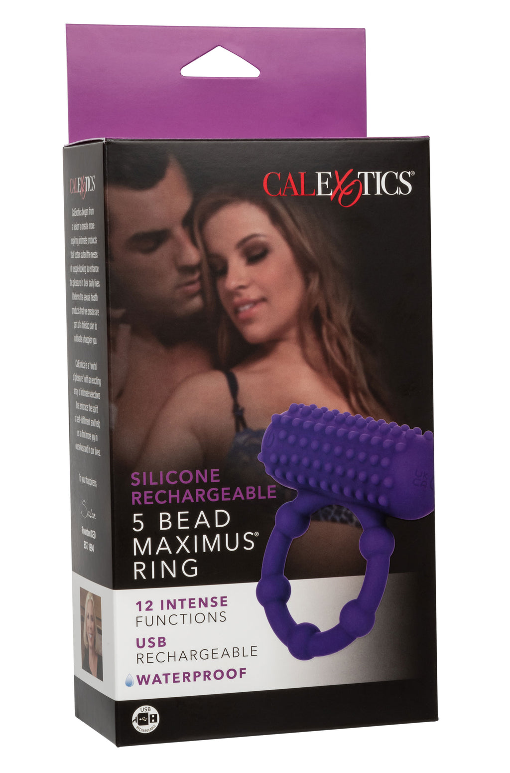 Silicone Rechargeable 5 Bead Maximus Ring by CalExotics from LoveMart Co.