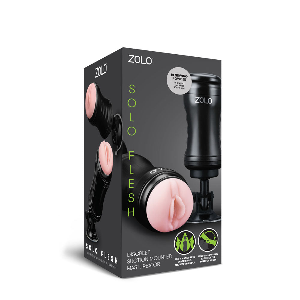 Zolo Solo Flesh Discreet Suction Mounted Masturbator - Black by XGEN from LoveMart Co.