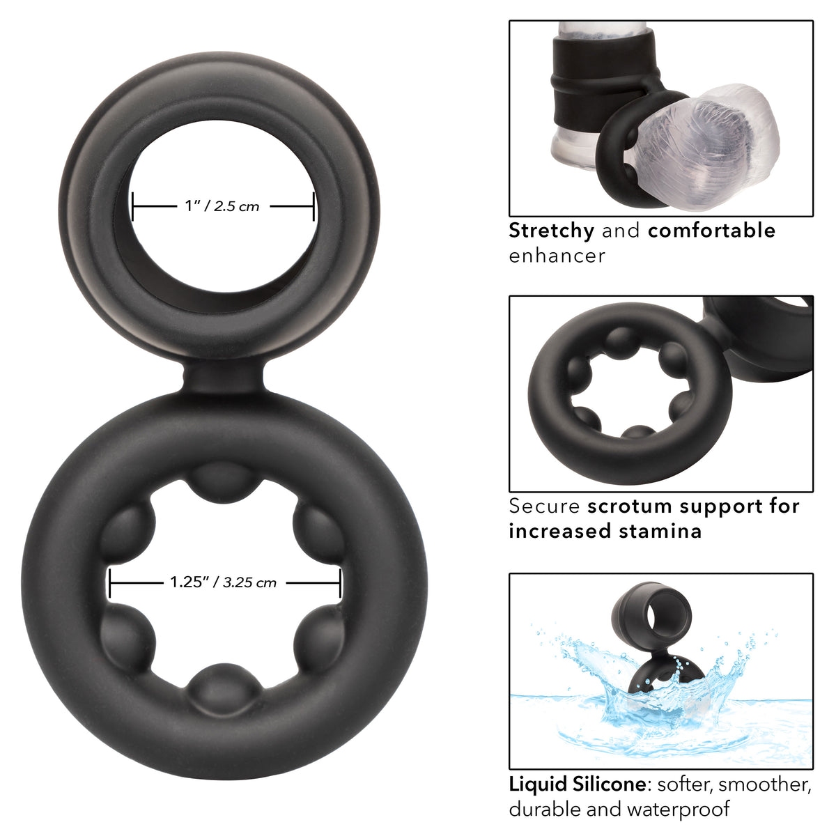 Alpha Liquid Silicone Dual Support Magnum Ring by CalExotics from LoveMart Co.
