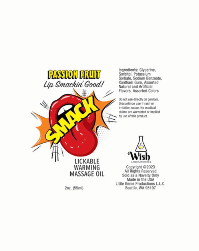 Smack Warming and Lickable Massage Oil - Passion Fruit 2 Oz by Little Genie from LoveMart Co.