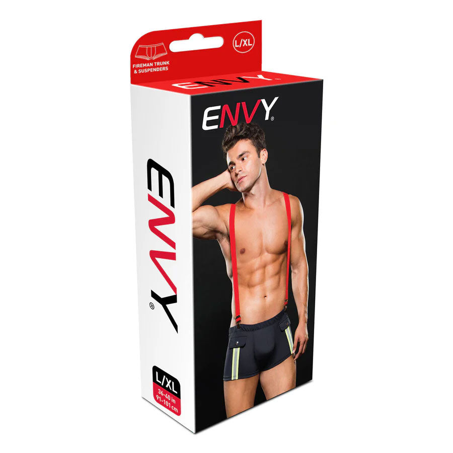Fireman Bottom With Suspenders 2 Pc - Large/xlarge - Navy /red by Envy Menswear from LoveMart Co.