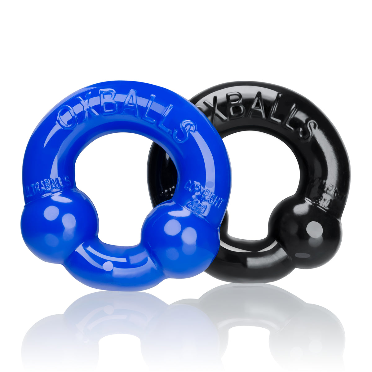 Ultraballs 2- Piece Cockring Set - Black & Police Blue by Oxballs from LoveMart Co.