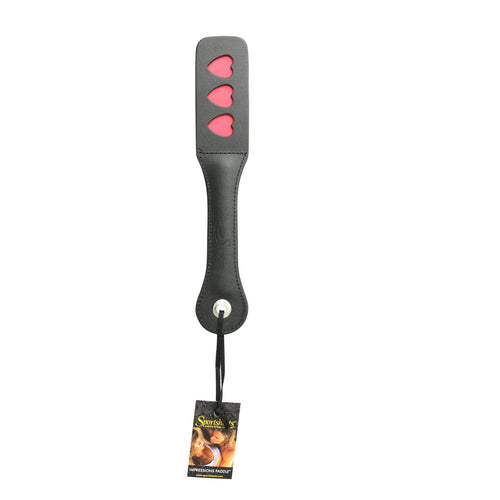 12 Inch Leather Impression Paddle - Heart by Sportsheets from LoveMart Co.