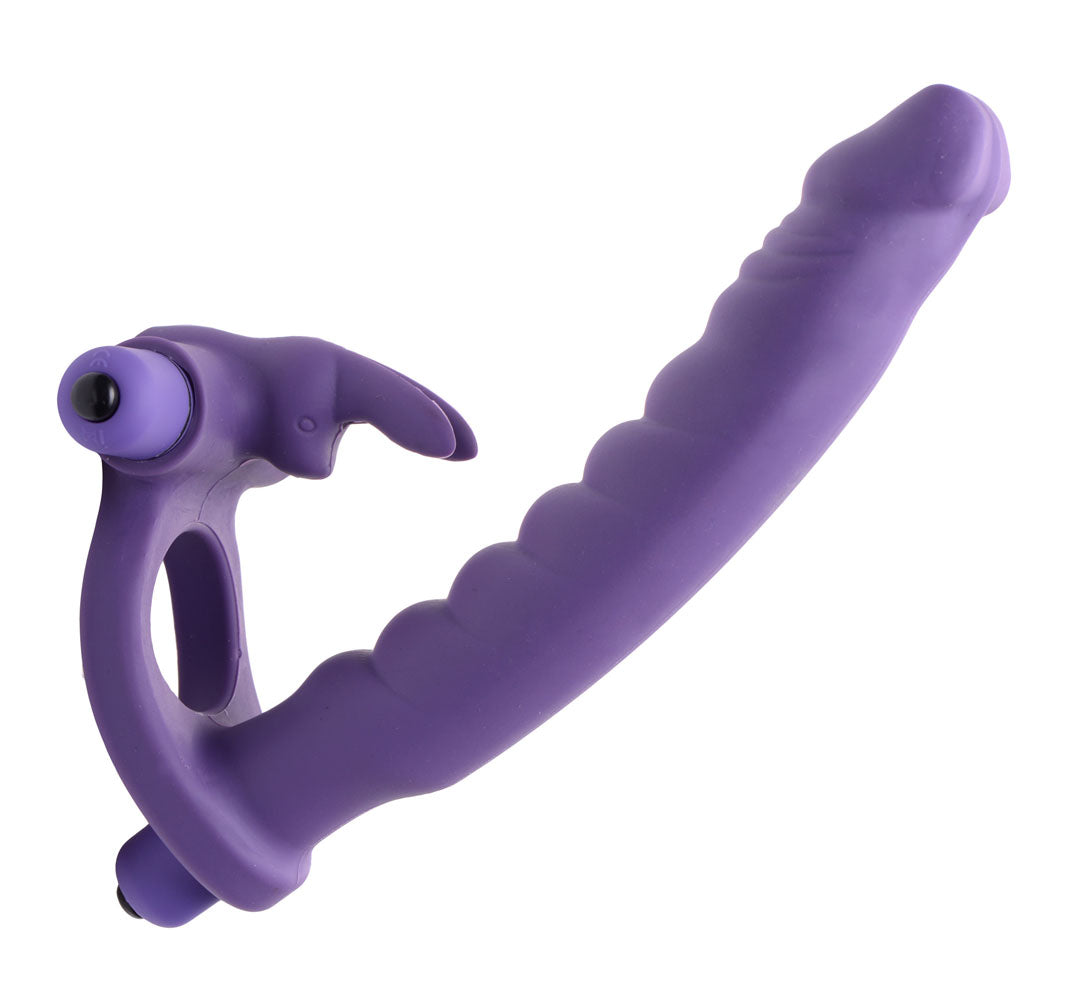 Double Delight Dual Insertion Vibrating Rabbit Cock Ring by XR Brands from LoveMart Co.