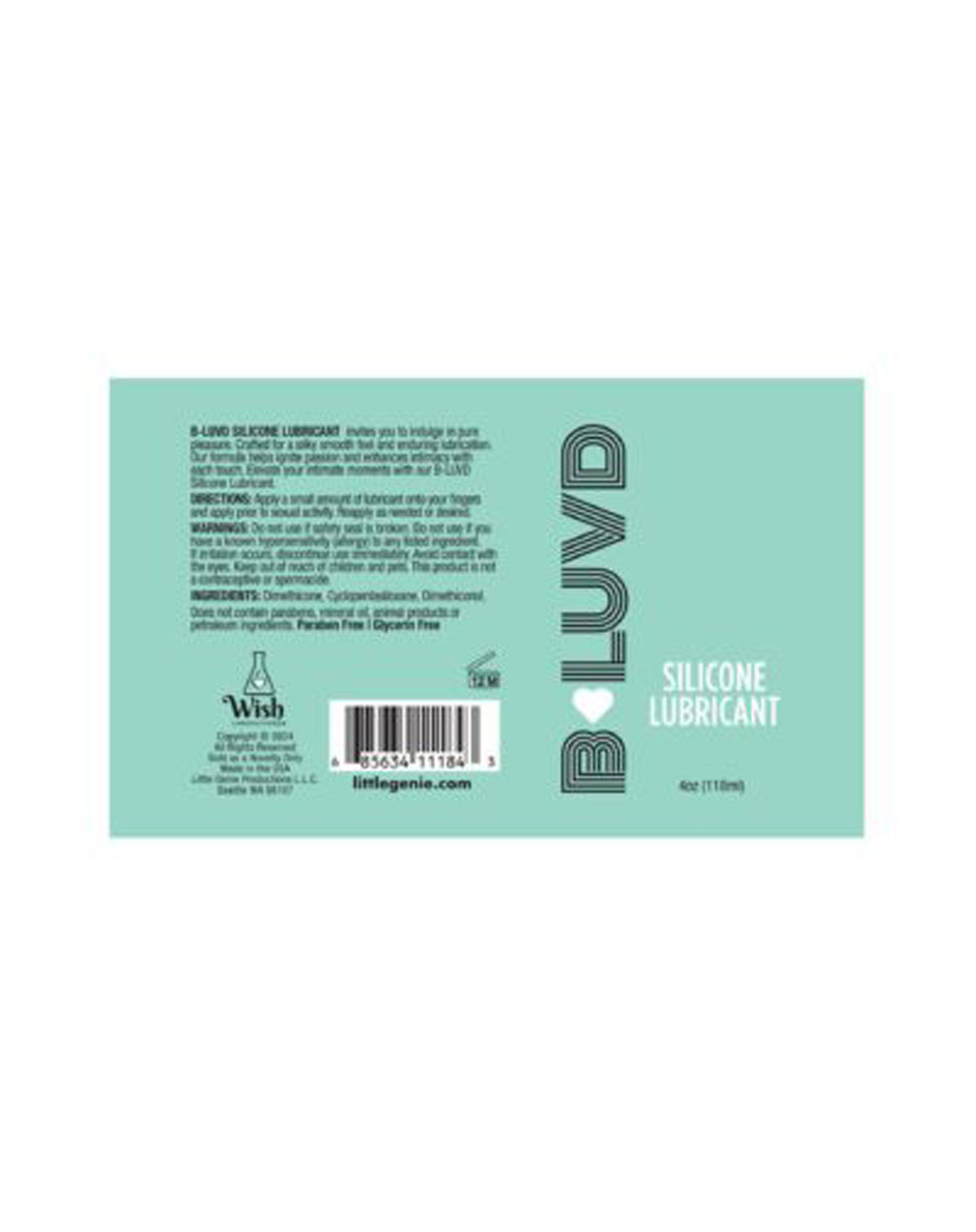 B-Luvd Silicone Lubricant 4oz by Little Genie from LoveMart Co.