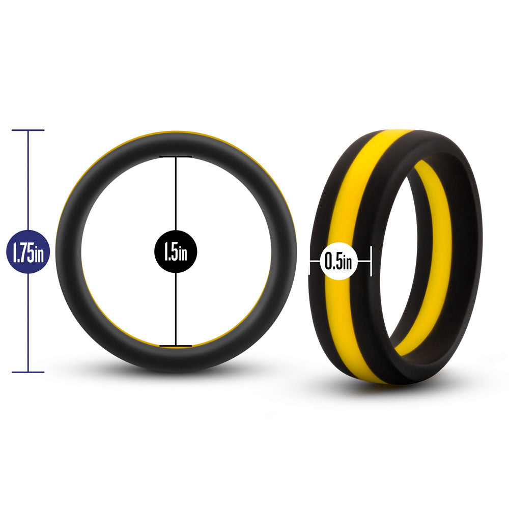 Performance - Silicone Go Pro Cock Ring - Black/gold/black by Blush from LoveMart Co.