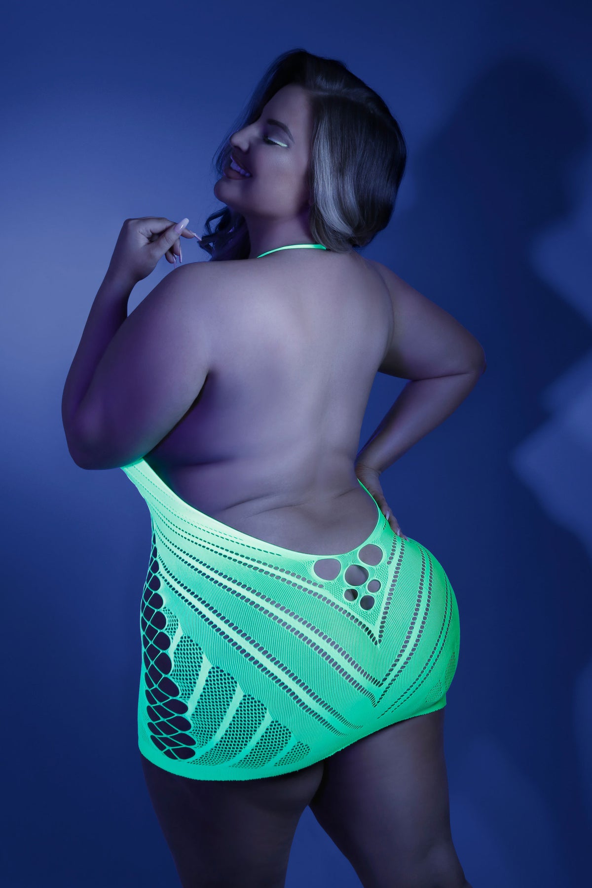 Shock Value Halter Dress - Queen - Neon by Fantasy Lingerie from LoveMart Co.
