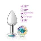 Iridescent Round Gem Silver Metal Plug - Md by Viben from LoveMart Co.