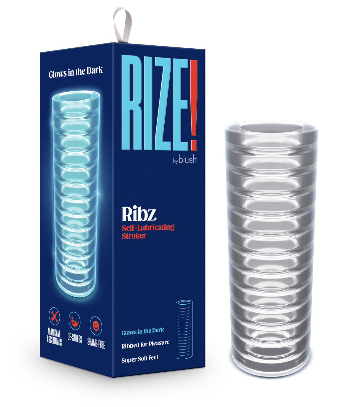 Rize - Ribz - Glow in the Dark Self - Lubricating Stroker by Blush from LoveMart Co.