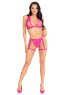 2pc Deep-v Lace Bra Top w/ Cross Back Detail & Panty One Size by Leg Avenue from LoveMart Co.