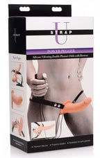 Power Pegger Silicone Vibrating Double Dildo With Harness - Flesh by XR Brands from LoveMart Co.