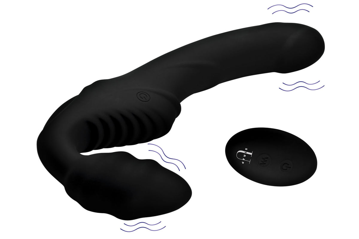 Pro Rider 9x Vibrating Silicone Strapless Strap on With Remote Control by XR Brands from LoveMart Co.