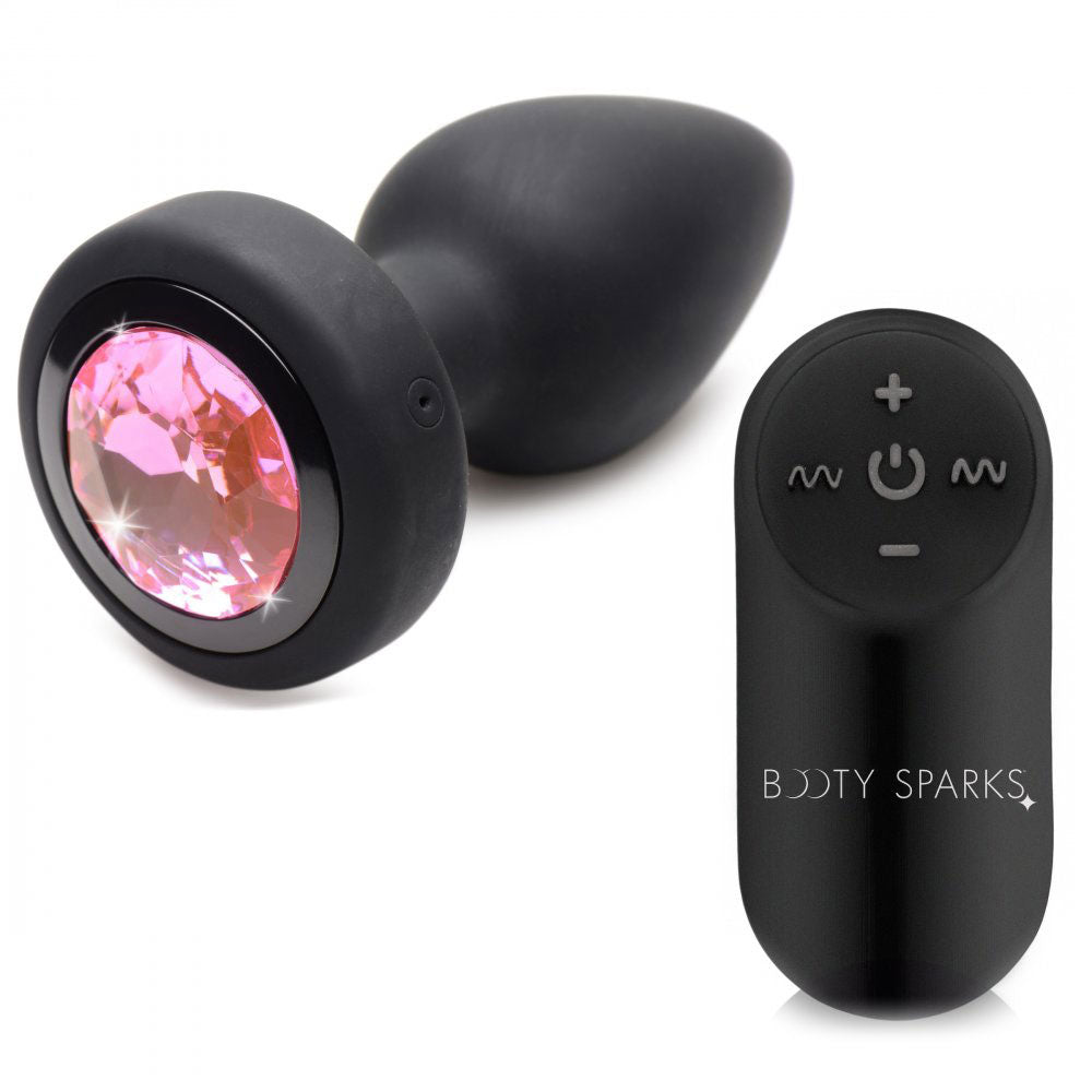 28x Silicone Vibrating Gem Anal Plug With Remote - Small by XR Brands from LoveMart Co.