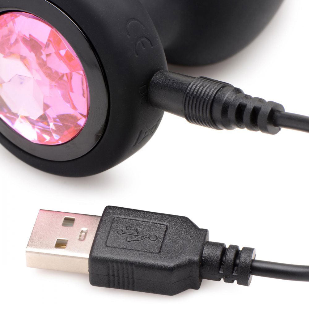 28x Silicone Vibrating Gem Anal Plug With Remote - Small by XR Brands from LoveMart Co.