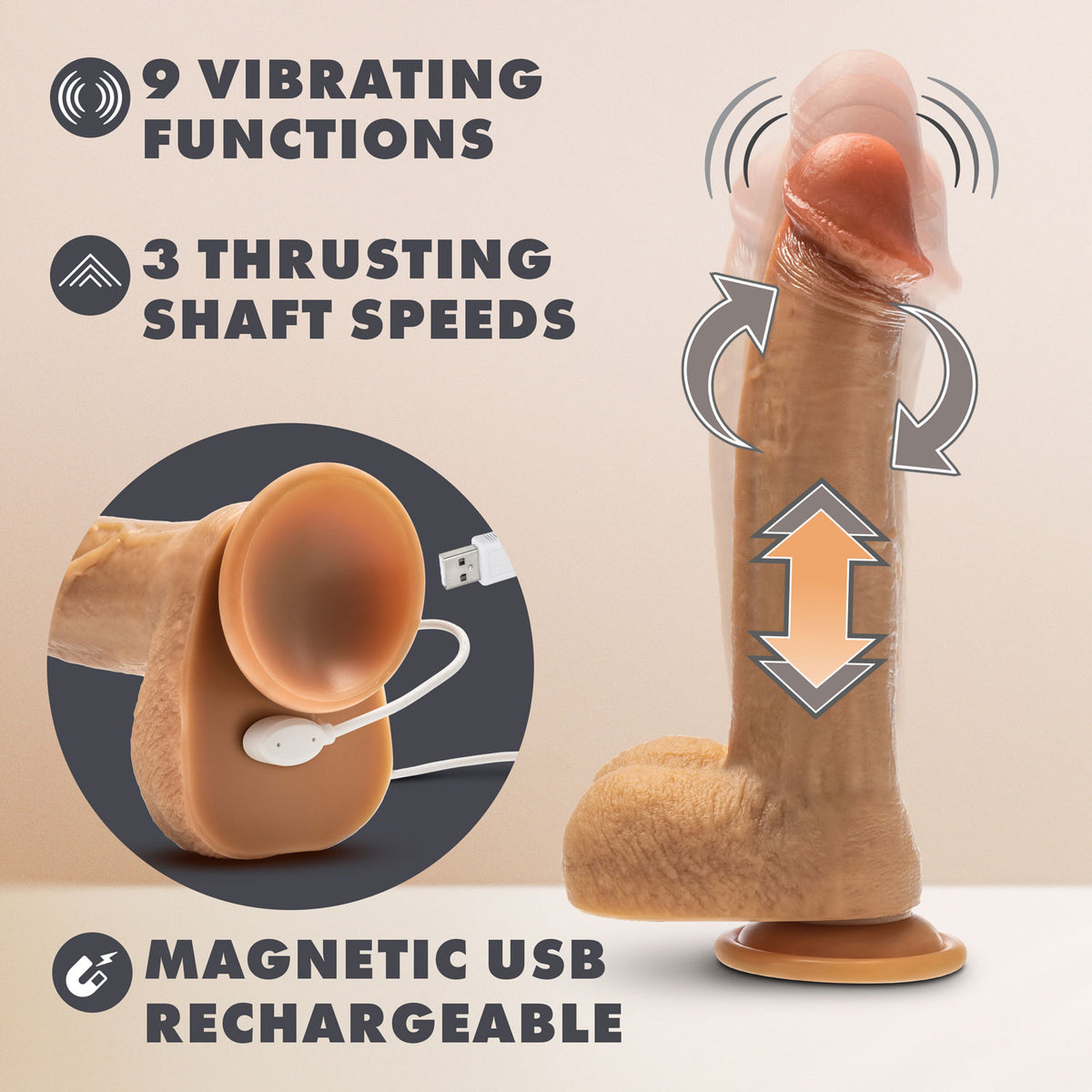 Dr. Skin Silicone - Dr. Phillips - 8.5 Inch Thrusting Dildo by Blush from LoveMart Co.