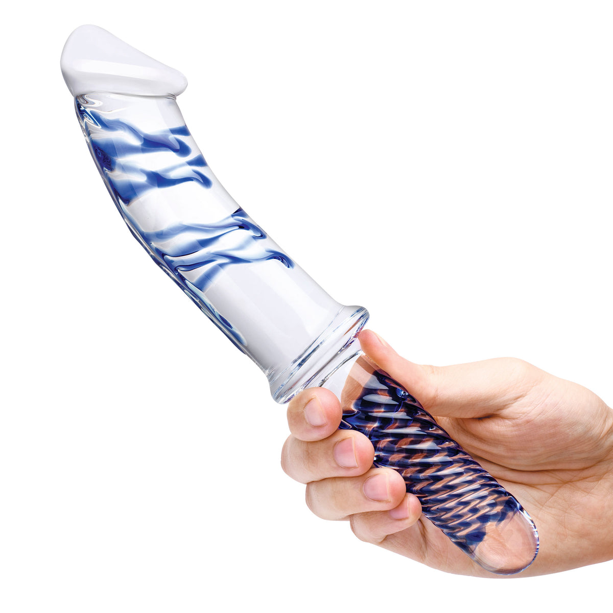 11 Inch Realistic Double Ended Glass Dildo With Handle - /clear by Electric Novelties from LoveMart Co.