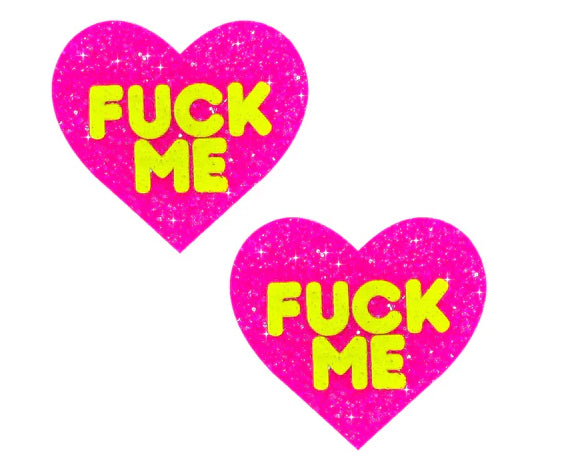 F*Ck Me Blacklight Neon Super Sparkle Nipple Cover Pasties Glitter by Neva Nude from LoveMart Co.