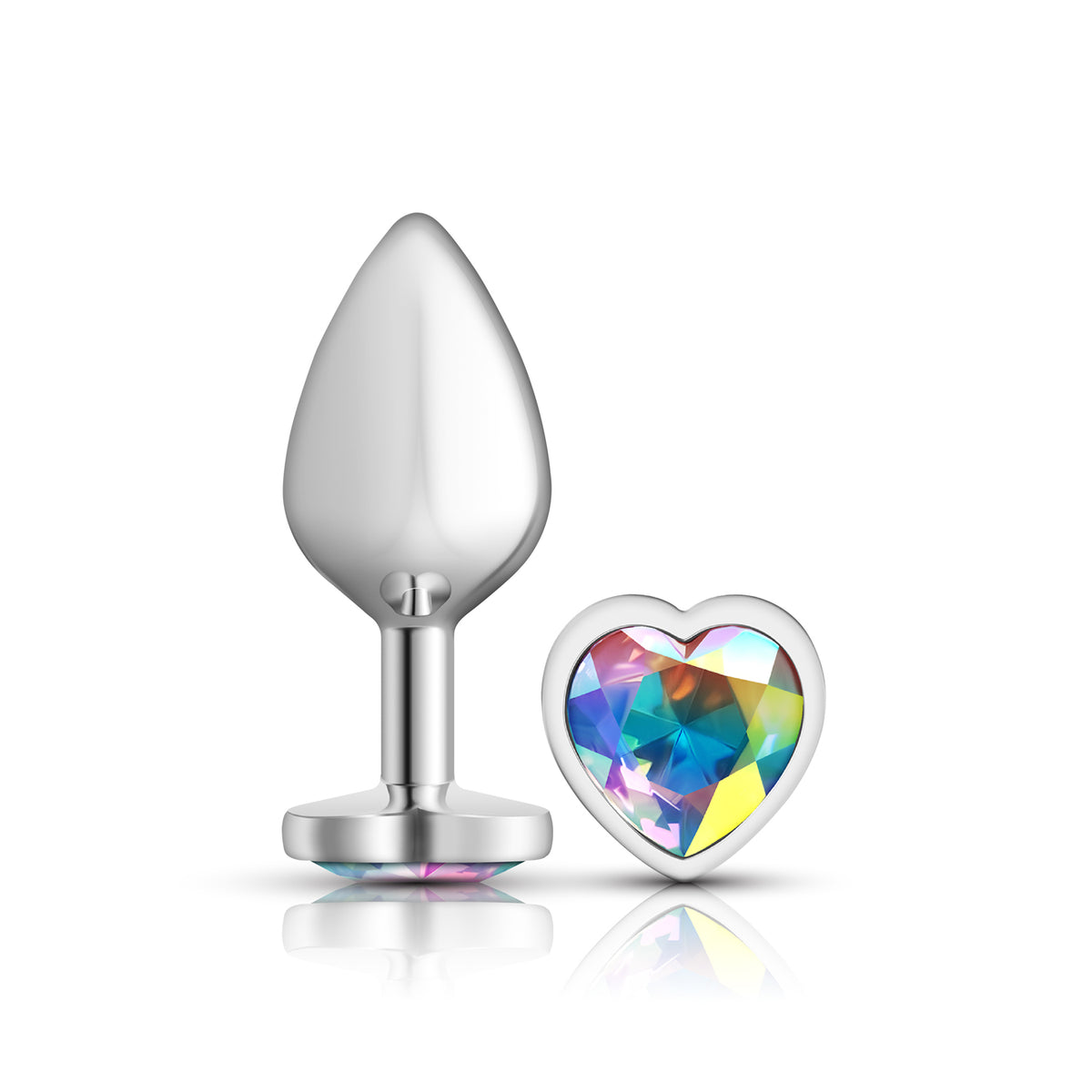 Iridescent Heart Gem Silver Metal Plug - Md by Viben from LoveMart Co.