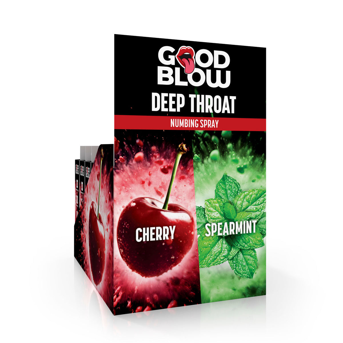 Deep Throat Numbing Spray Pop Display - Cherry/spearmint 24 Pcs by XR Brands from LoveMart Co.