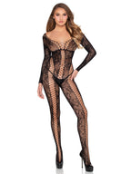 Net and Lace Crotchless Lingerie Jumpsuit - Os by Leg Avenue from LoveMart Co.