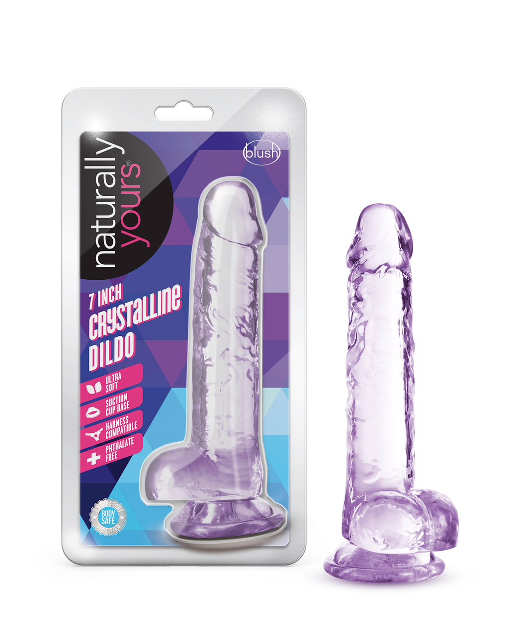 Naturally Yours - 7 Inch Crystalline Dildo - Amethhyst by Blush from LoveMart Co.