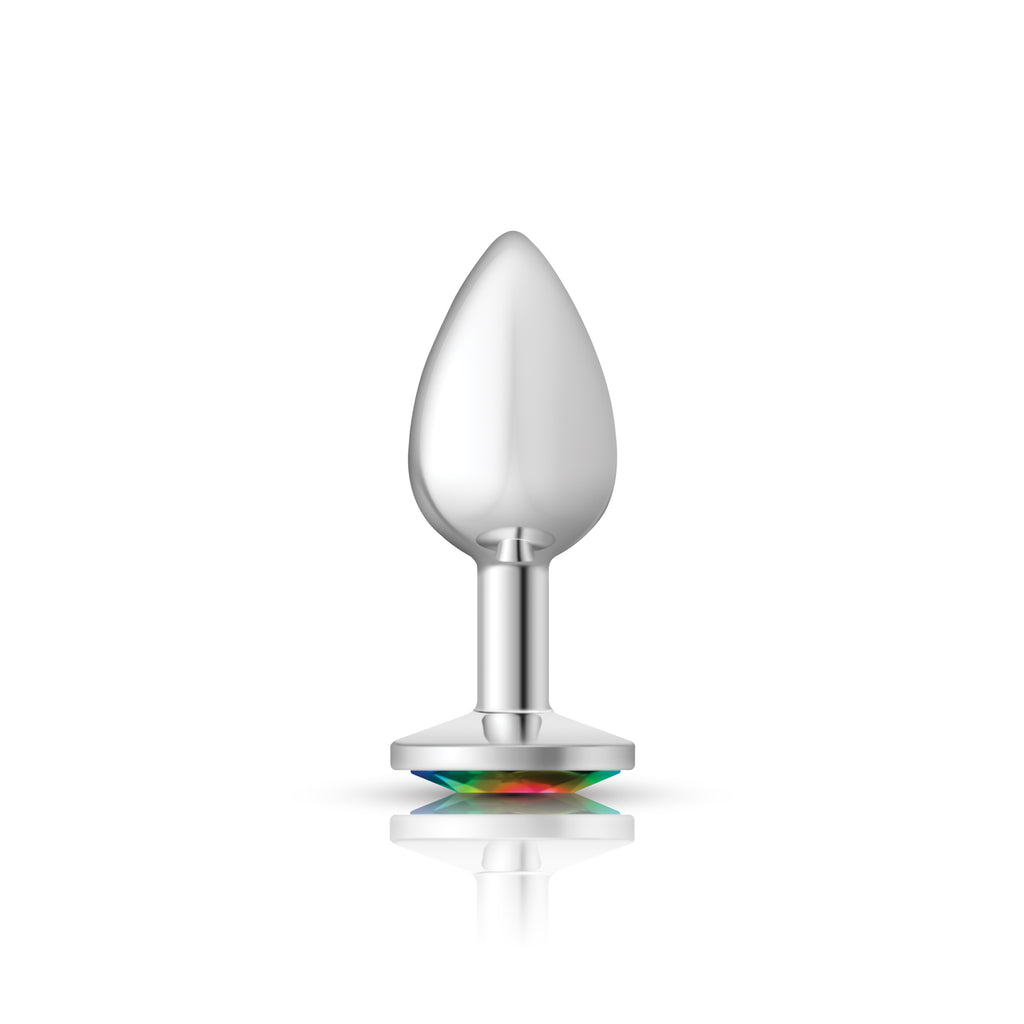 Rainbow Round Gem Silver Metal Plug - Sm by Viben from LoveMart Co.