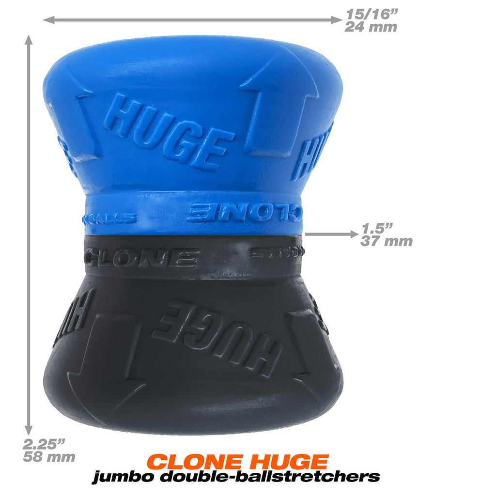 Clone Duo Huge - 2-Pack Ballstretcher - Pool Blue / Black by Oxballs from LoveMart Co.