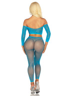 Rhinestone Fishnet Crop Top and Footless Tights O/s - Neon by Leg Avenue from LoveMart Co.