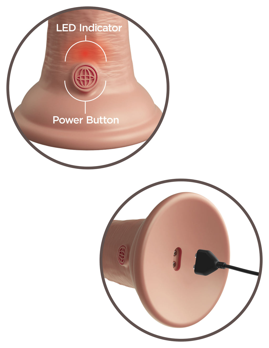 King Cock 6" Vibrating Silicone Dual Silicone Dual Density Cock Light by Pipedream from LoveMart Co.