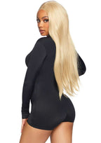 Zipper Front Long Sleeved Matte Romper - Small by Leg Avenue from LoveMart Co.