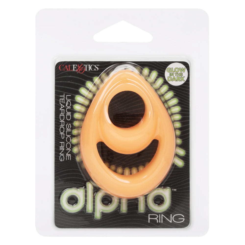 Alpha Glow-in-the-Dark Liquid Silicone Teardrop Ring by CalExotics from LoveMart Co.