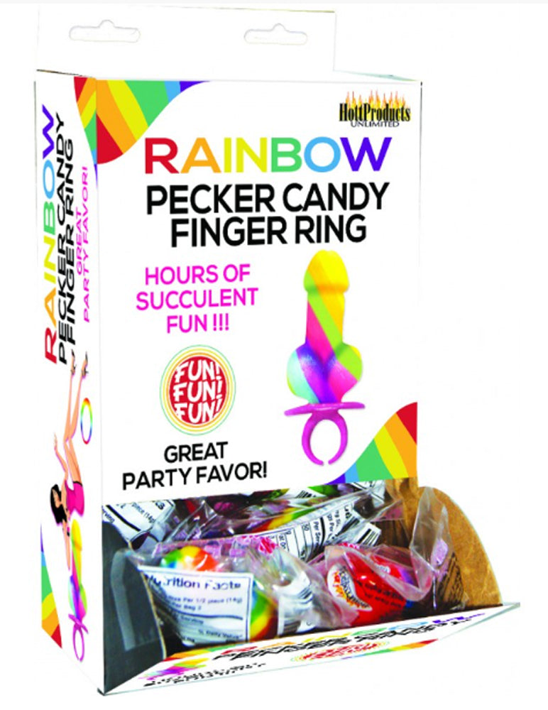 Rainbow Cock Ring Pop - 12 Piece Display by Hott Products from LoveMart Co.