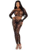 2 Pc Python Net Crop Top and Footless Tights - Os by Leg Avenue from LoveMart Co.