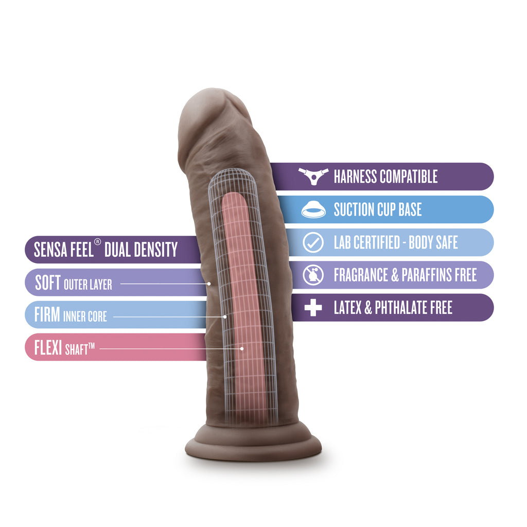 Au Naturel - 8 Inch Dildo With Suction Cup - Chocolate by Blush from LoveMart Co.