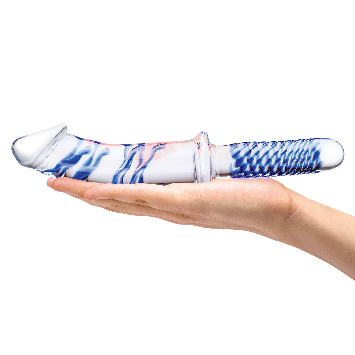 11 Inch Realistic Double Ended Glass Dildo With Handle - /clear by Electric Novelties from LoveMart Co.