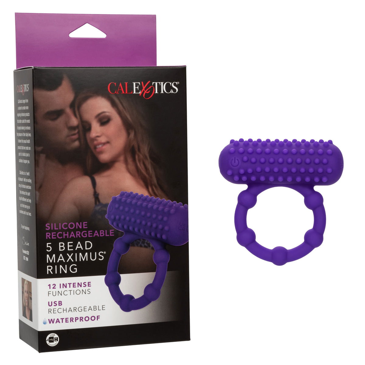 Silicone Rechargeable 5 Bead Maximus Ring by CalExotics from LoveMart Co.