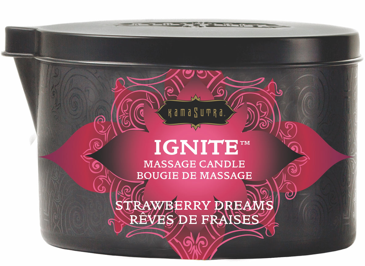 Ignite Strawberry Dreams Massage Candle - 6 Oz. by Kama Sutra from LoveMart Co.