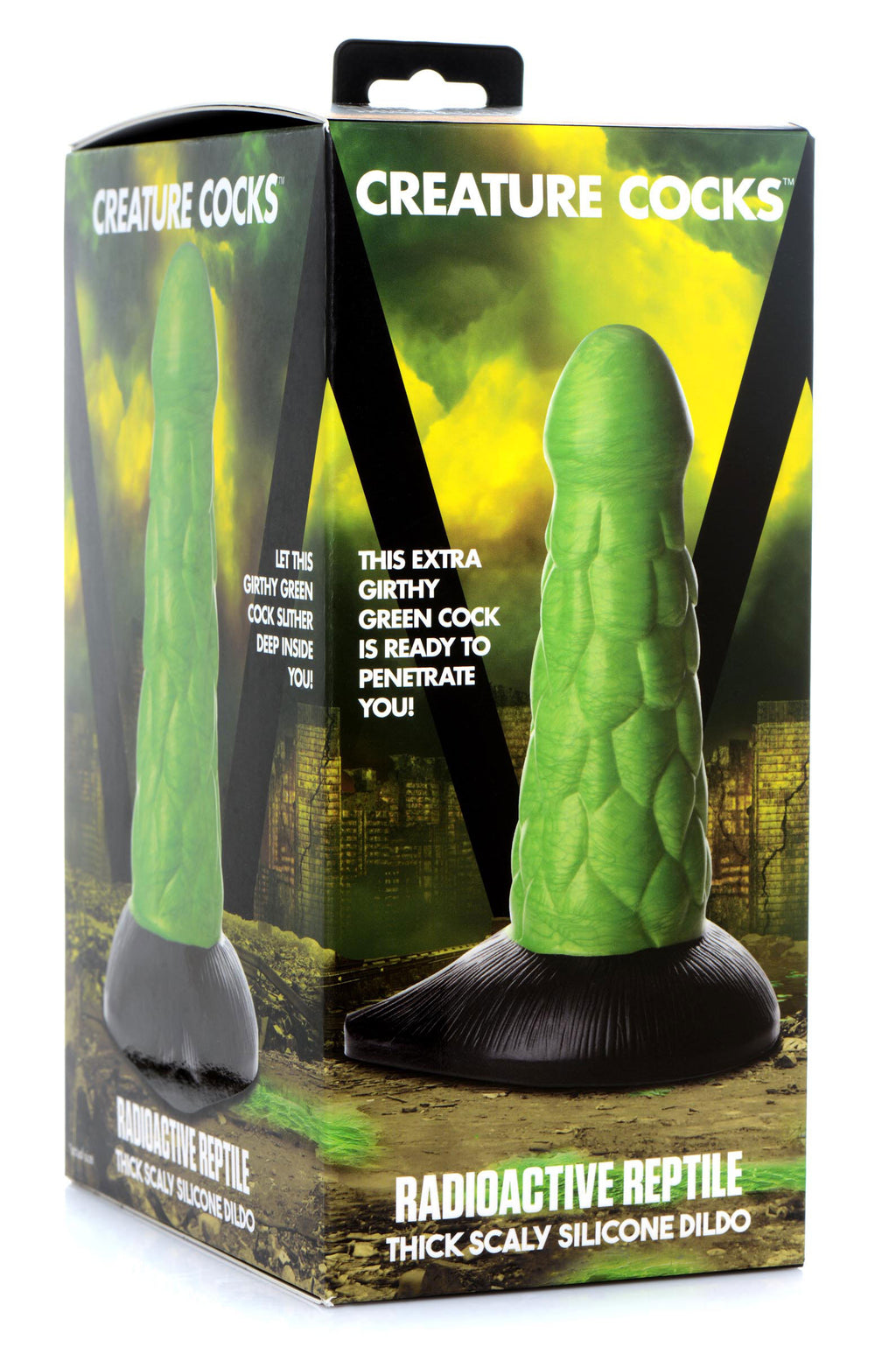 Radioactive Reptile Thick Scaly Silicone Dildo by XR Brands from LoveMart Co.