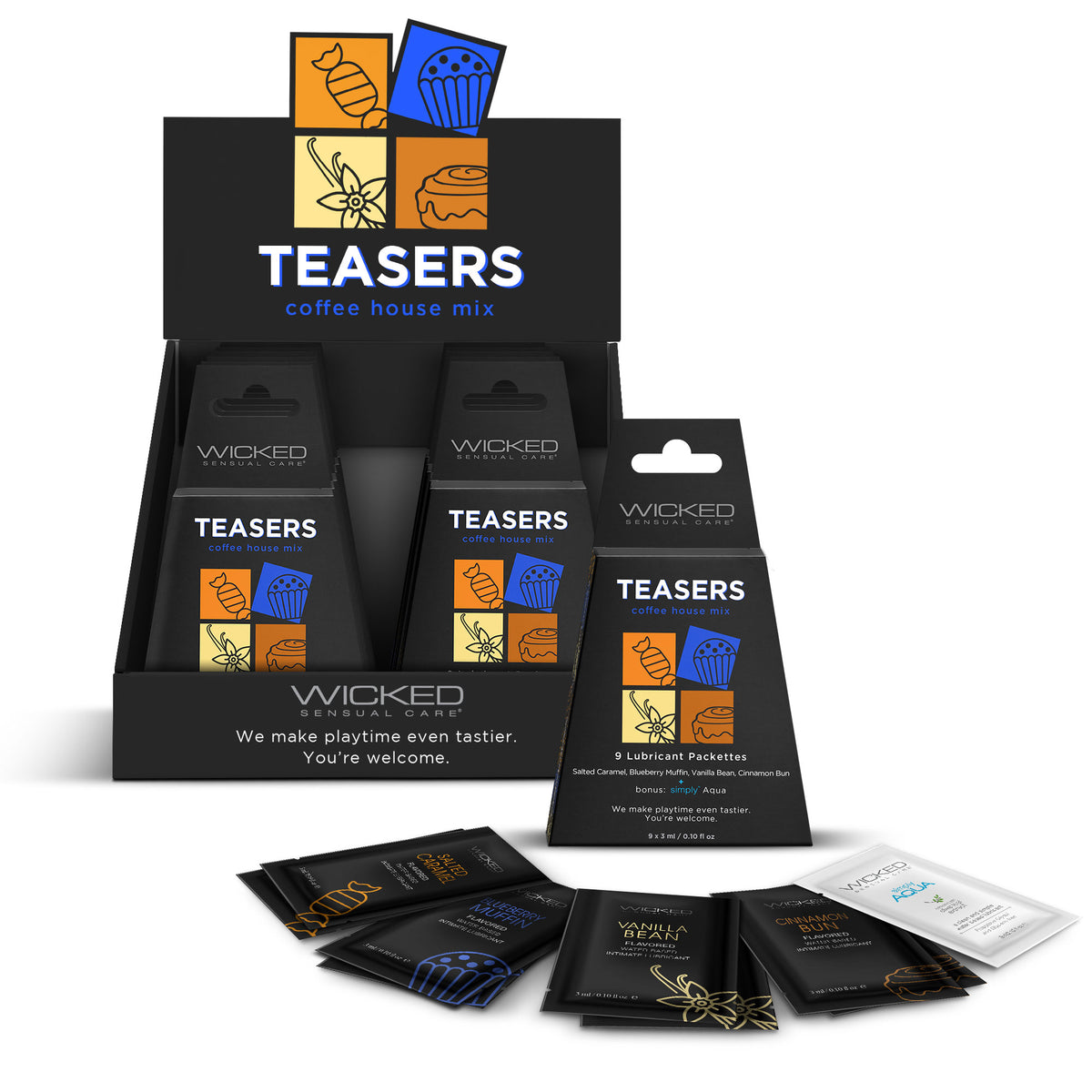 Teasers Coffee House Mix Display by Wicked Sensual Care from LoveMart Co.