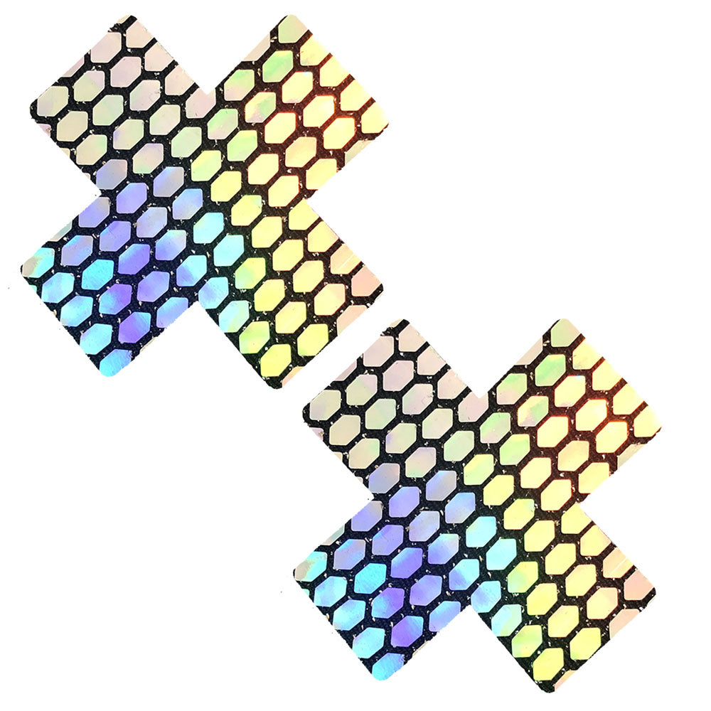 Mirrored Mayhem Super Holographic X Factor Nipztix Pasties by Neva Nude from LoveMart Co.