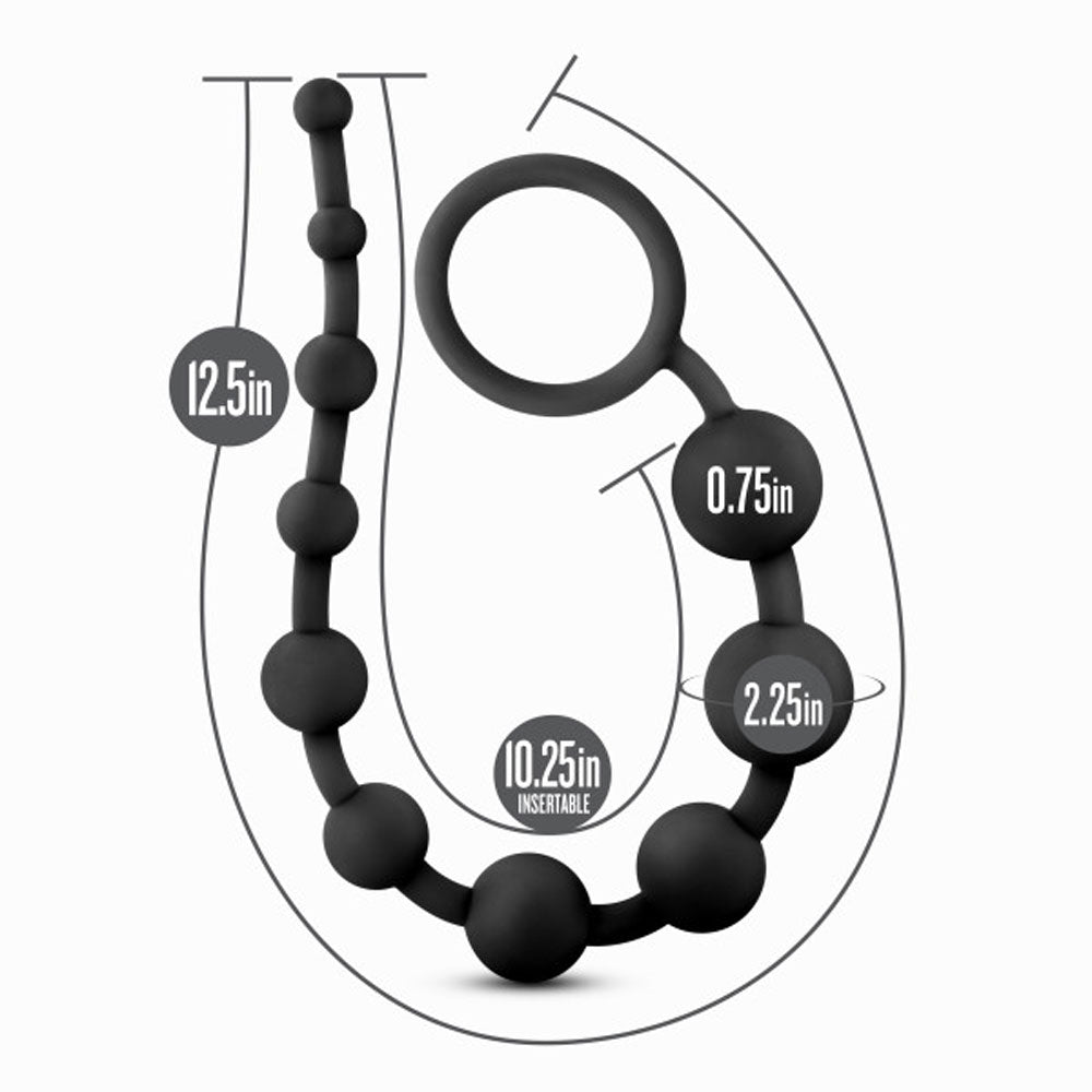 Anal Adventures - Silicone 10 Anal Beads - Black by Blush from LoveMart Co.
