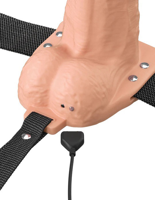 Fantasy X-Tensions Elite 8" Vibrating Hollow Silicone Strap-on - Light by Pipedream from LoveMart Co.