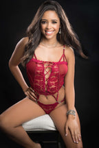1pc Butterfly Teddy w/ Daring Lace-Up Front Thong One Size by G-World from LoveMart Co.