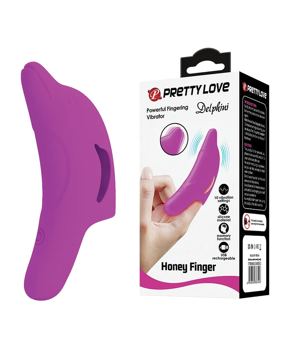 Delphini Dolphin Honey Finger Vibrator - Fuchsia by Pretty Love from LoveMart Co.
