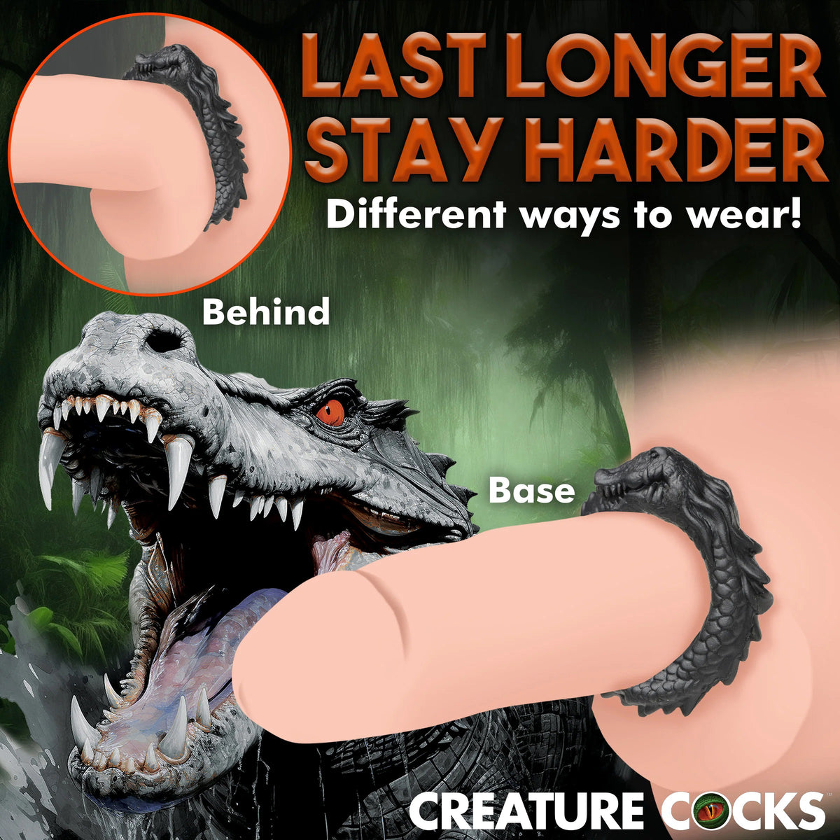 Caiman Silicone Cock Ring by XR Brands from LoveMart Co.